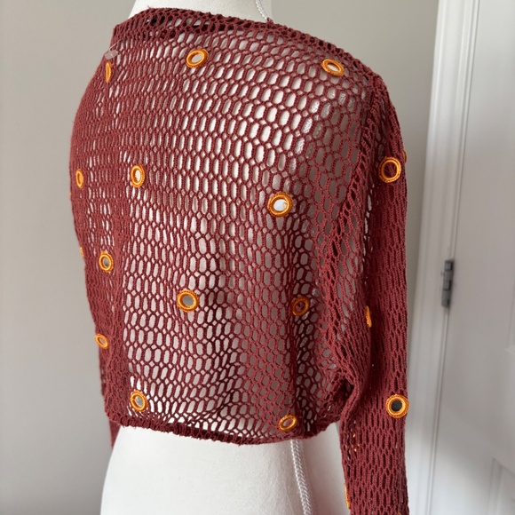 Zara beach boho net mirror cover up front tie top - Picture 4 of 10